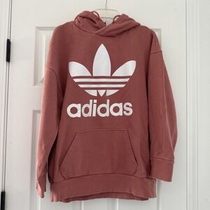 Adidas Hoodie Women‎ Sz S Big Logo Trefoil Salmon / Pink